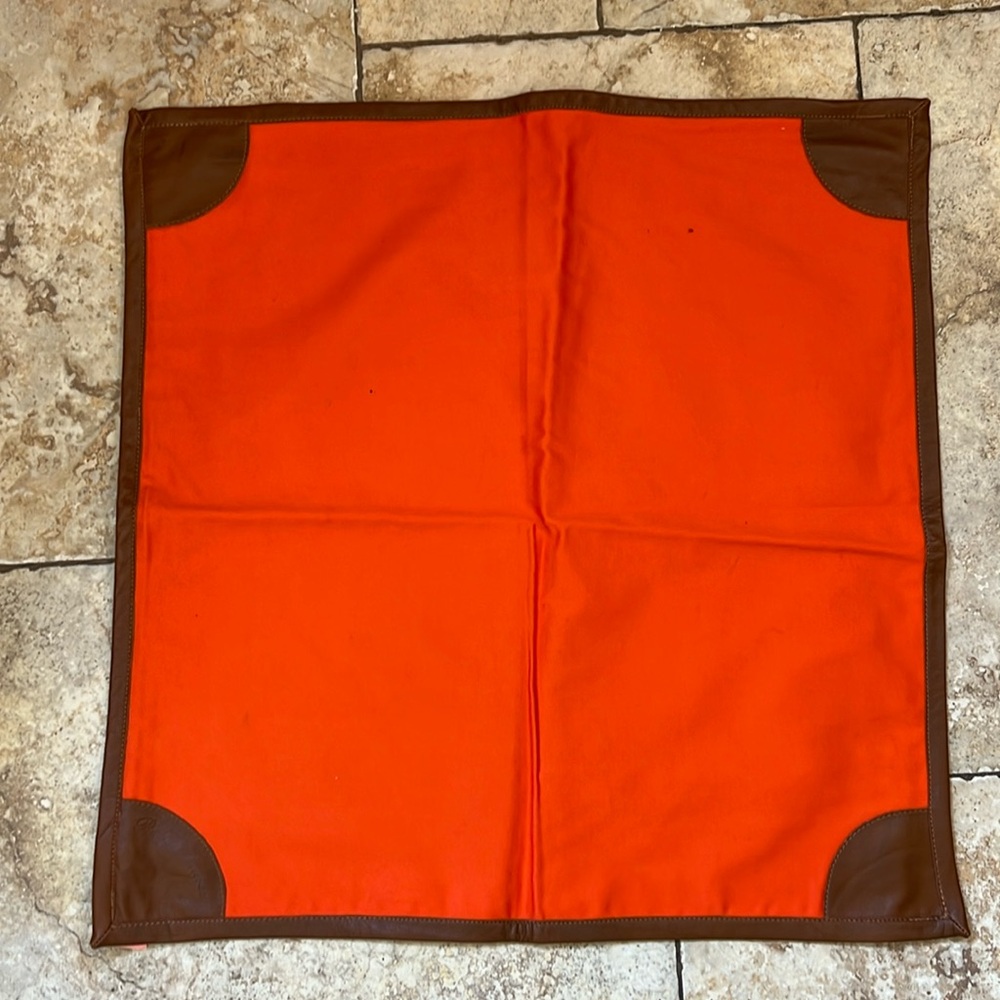 New Ralph Lauren home Sham Pillow case , trim w/ faux leather.
